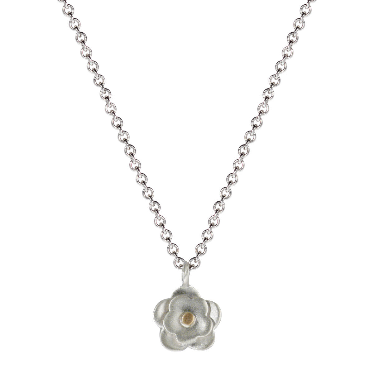 Sterling Silver &amp; 10K Gold Small Double Flower Pendant