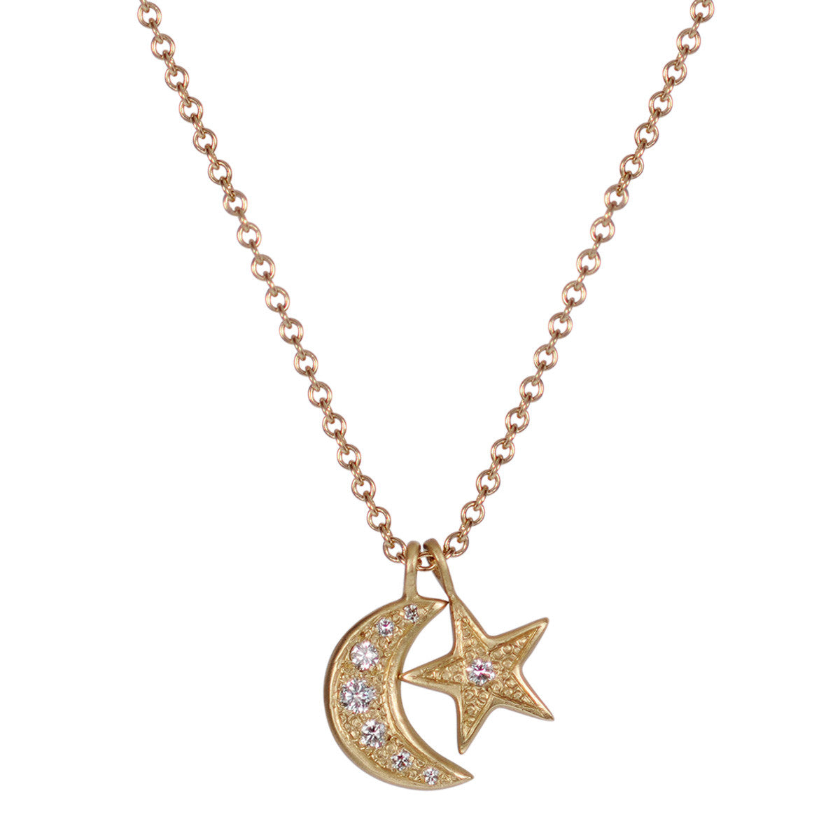 10K Gold Bombay Moon and Star Pendant with Diamonds