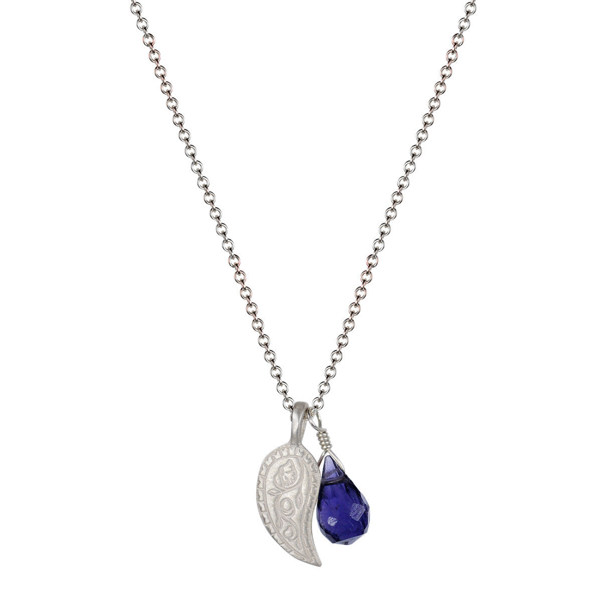 Sterling Silver Paisley Trinket Pendant with Iolite bead