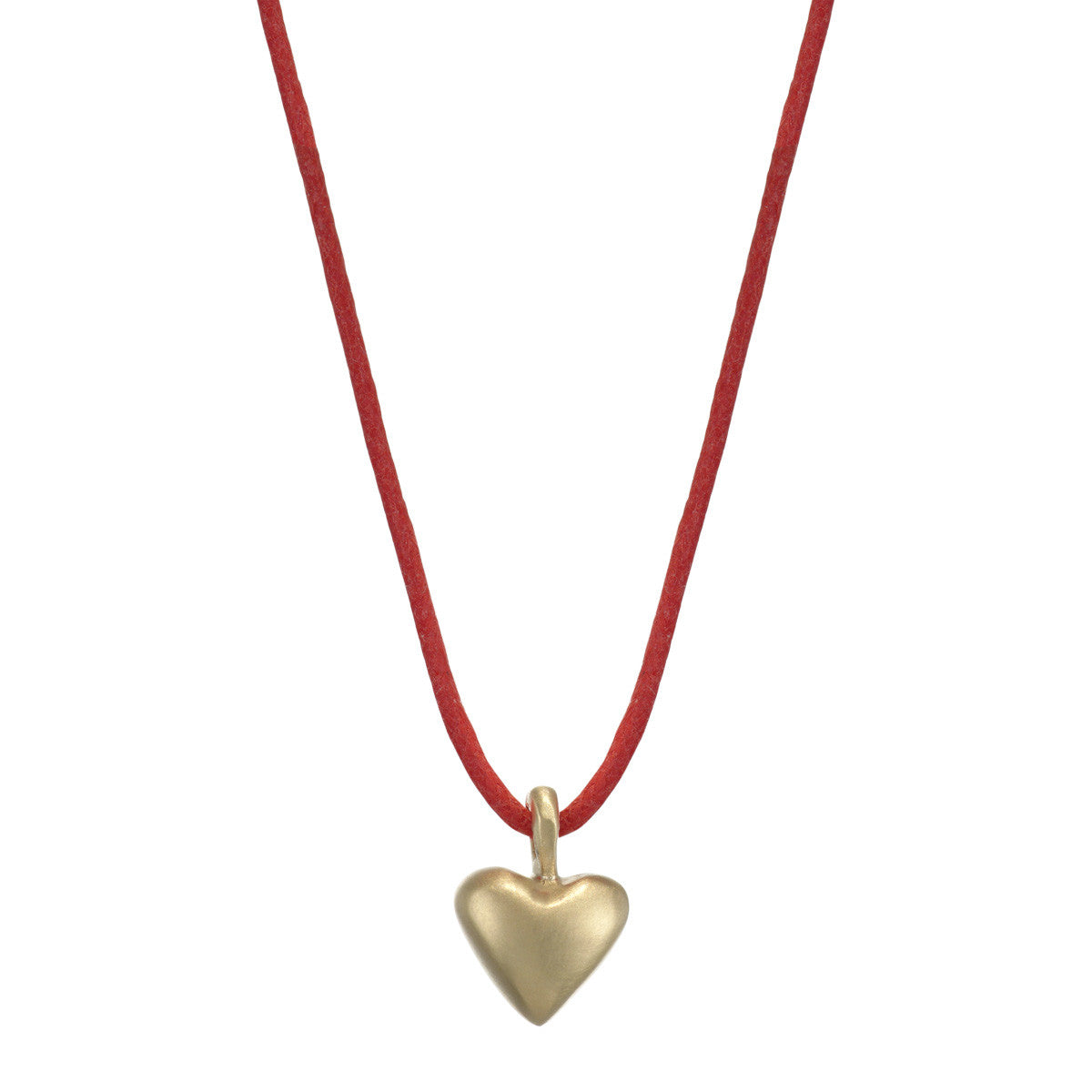 10K Gold Medium Heart Pendant on Red Cord