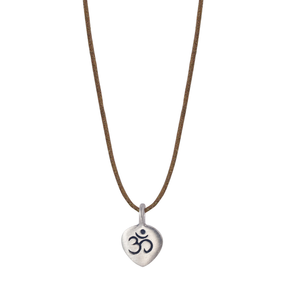 Sterling Silver Om Petal Pendant on Natural Cord