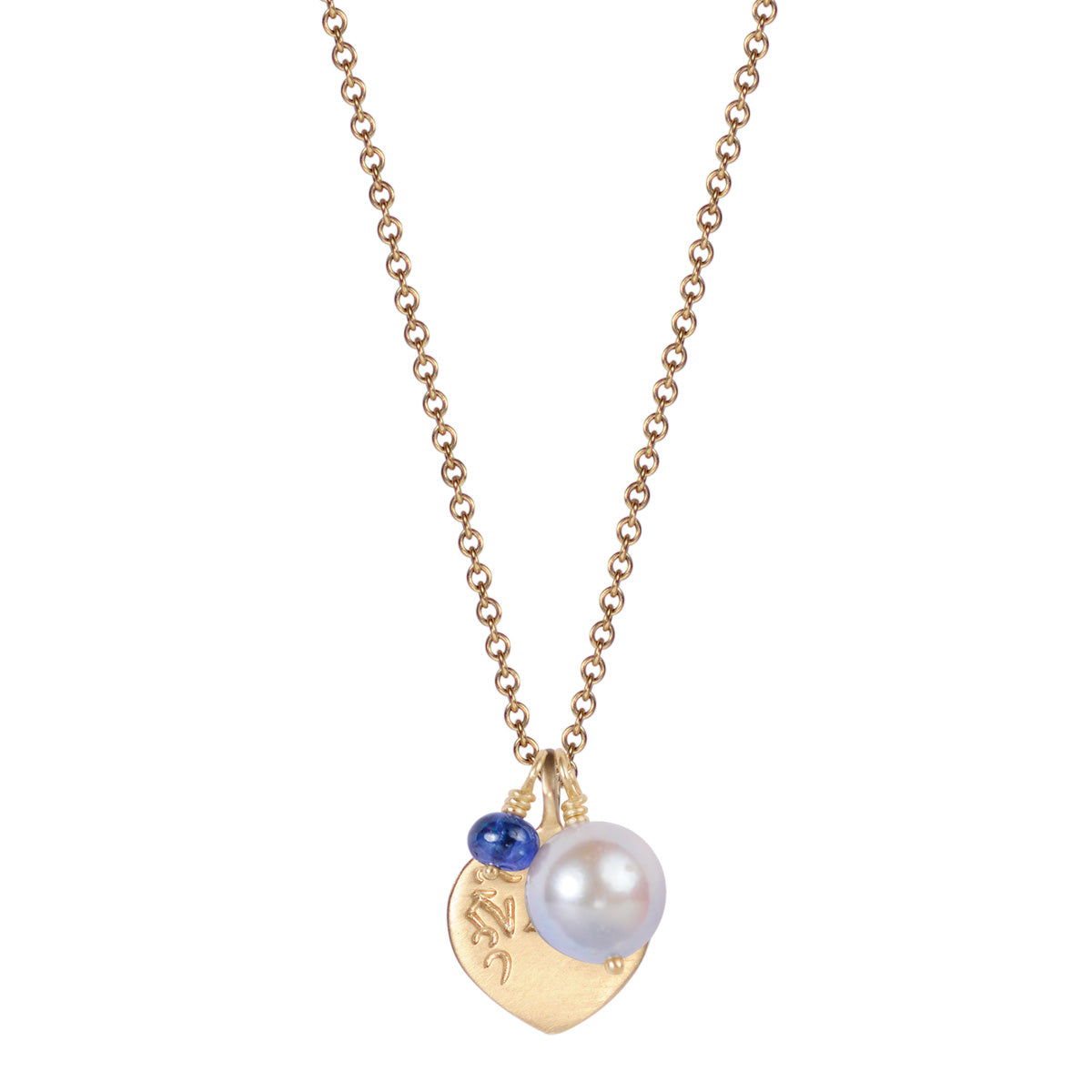 10K Gold Compassion Trinket Pendant with Akoya Pearl and Sapphire