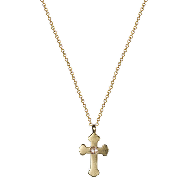 18K Gold Rosary Cross Pendant with Diamond Me&Ro
