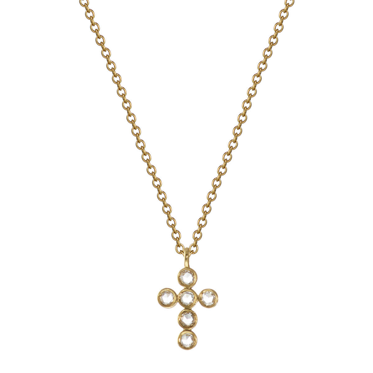 18K Gold Diamond Cross Pendant