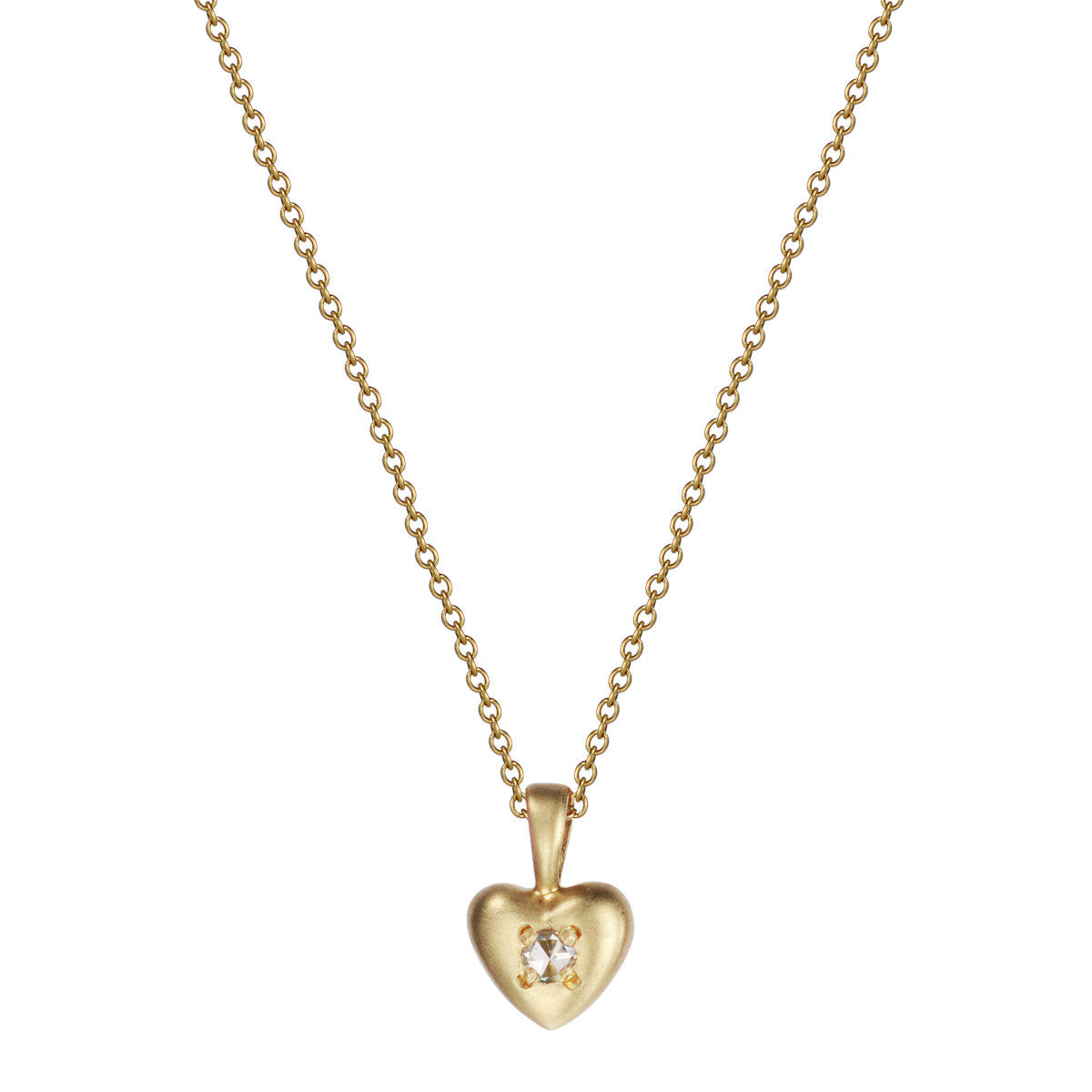 18K Gold Tiny Heart Pendant with Diamond