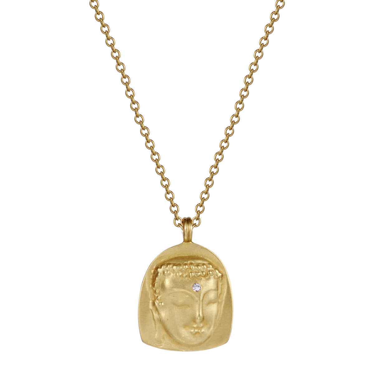 18K Gold Repouss̩é Buddha Pendant with Diamond