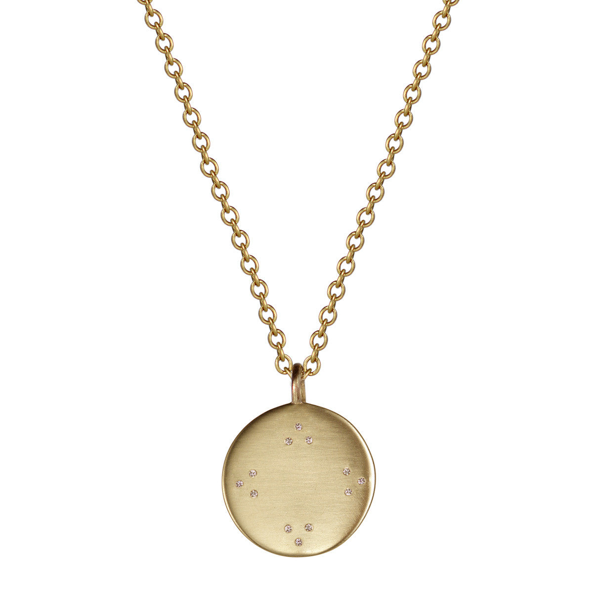 18K Gold Small Tibetan Mirror Pendant with Diamonds