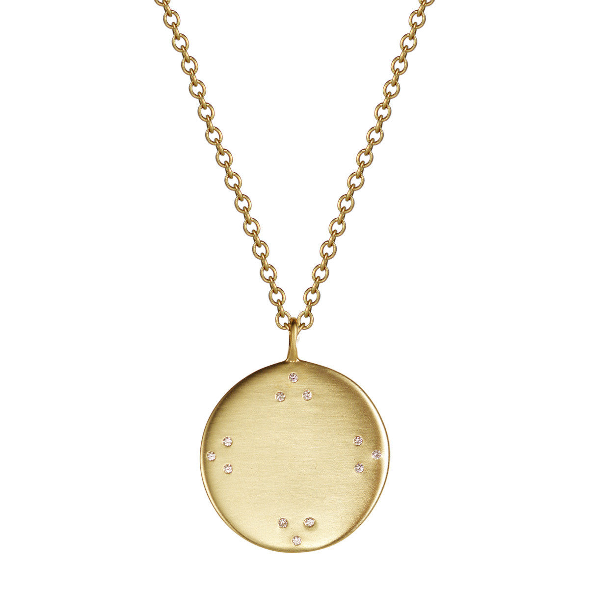 18K Gold Large Tibetan Mirror Pendant with Diamonds Me&Ro