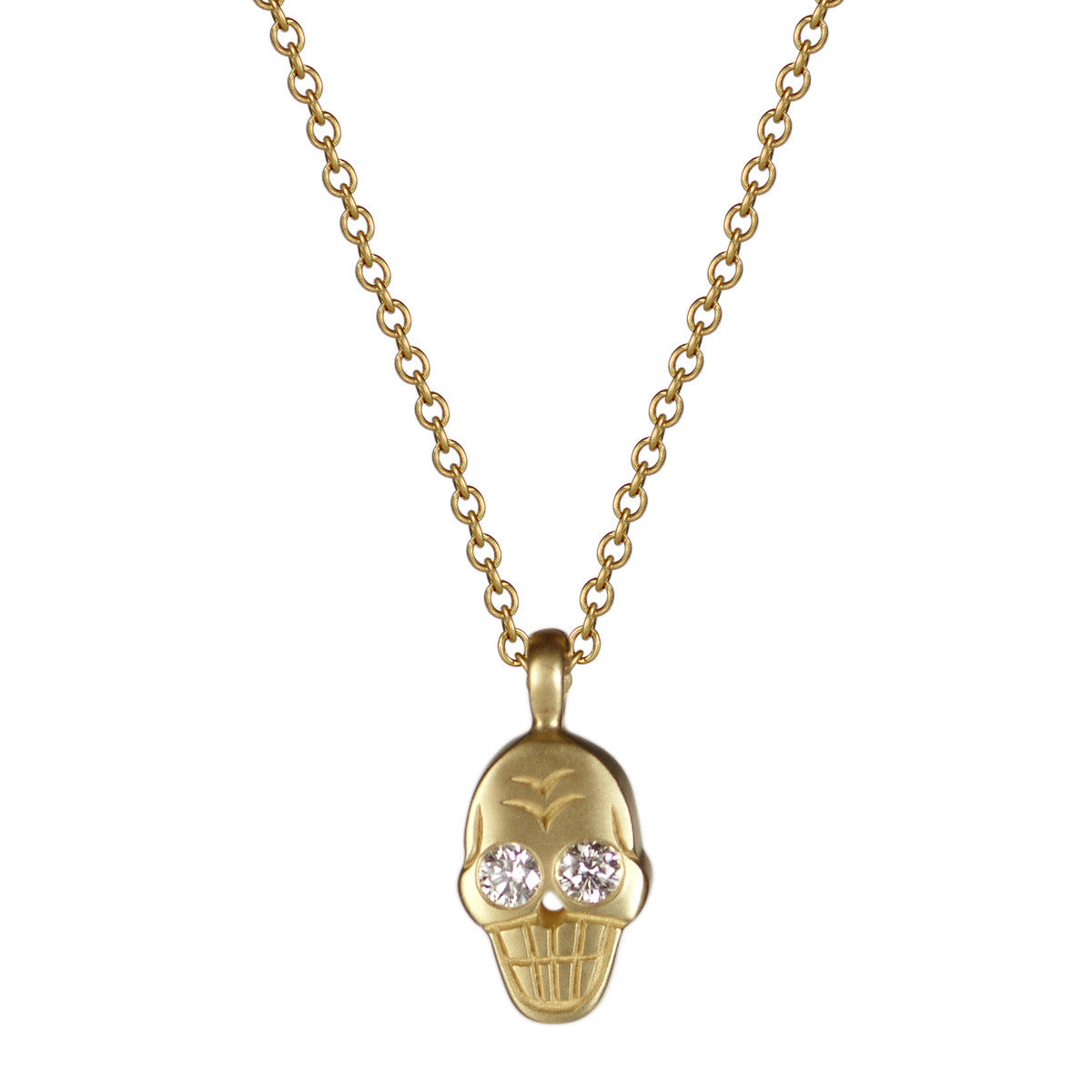 18K Gold Skull Pendant with Diamonds