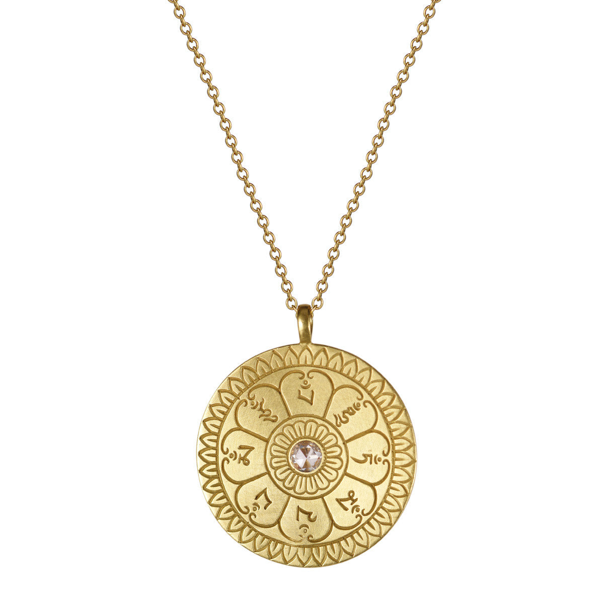 18K Gold Large Ritual Bell Pendant with Diamond