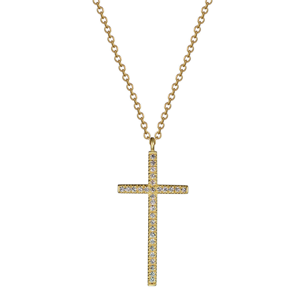 18K Gold Diamond Pave Cross Pendant