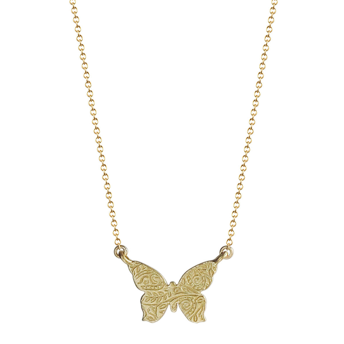 18K Gold Small Paisley Butterfly Pendant