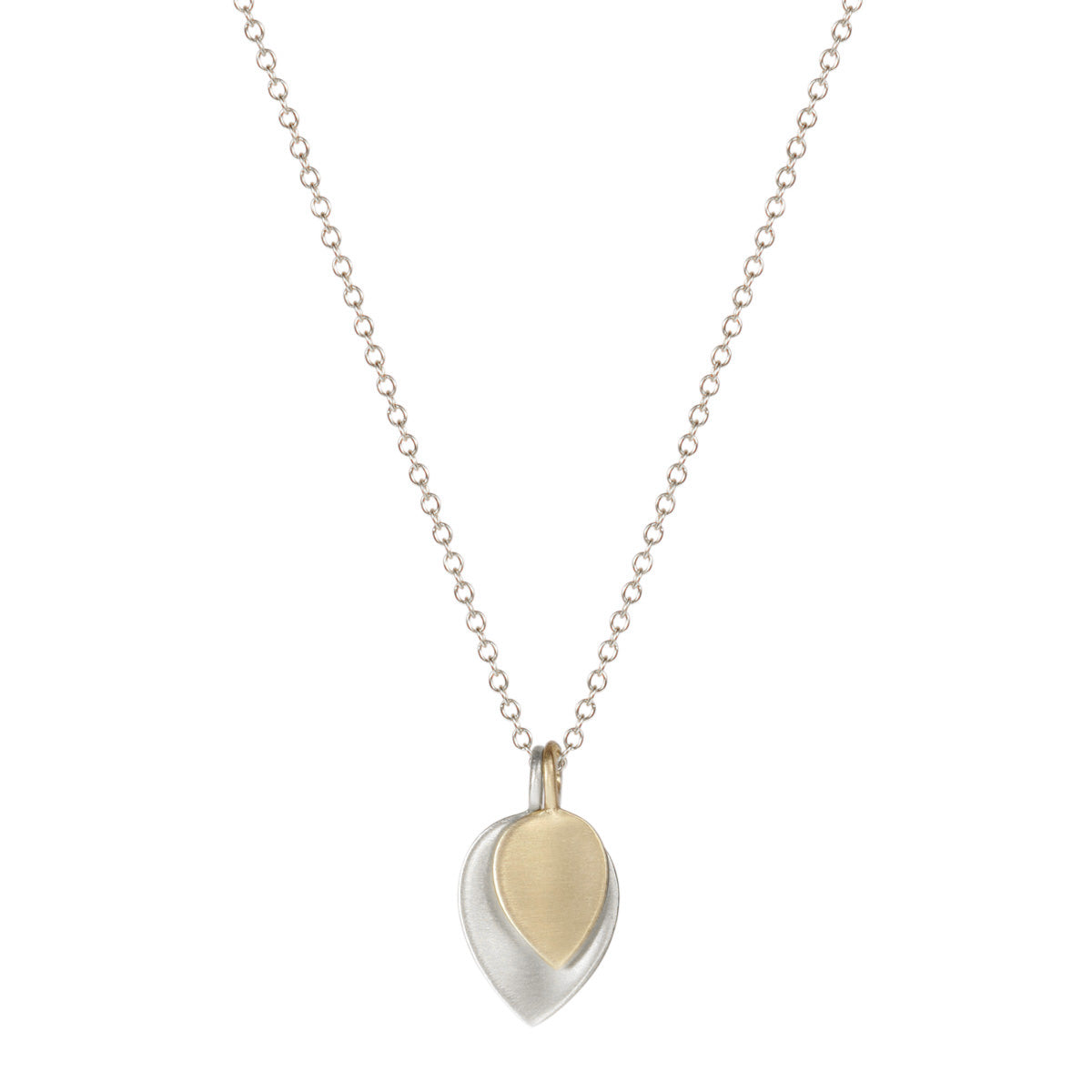 Sterling Silver & 10K Gold Small Double Lotus Petal Pendant