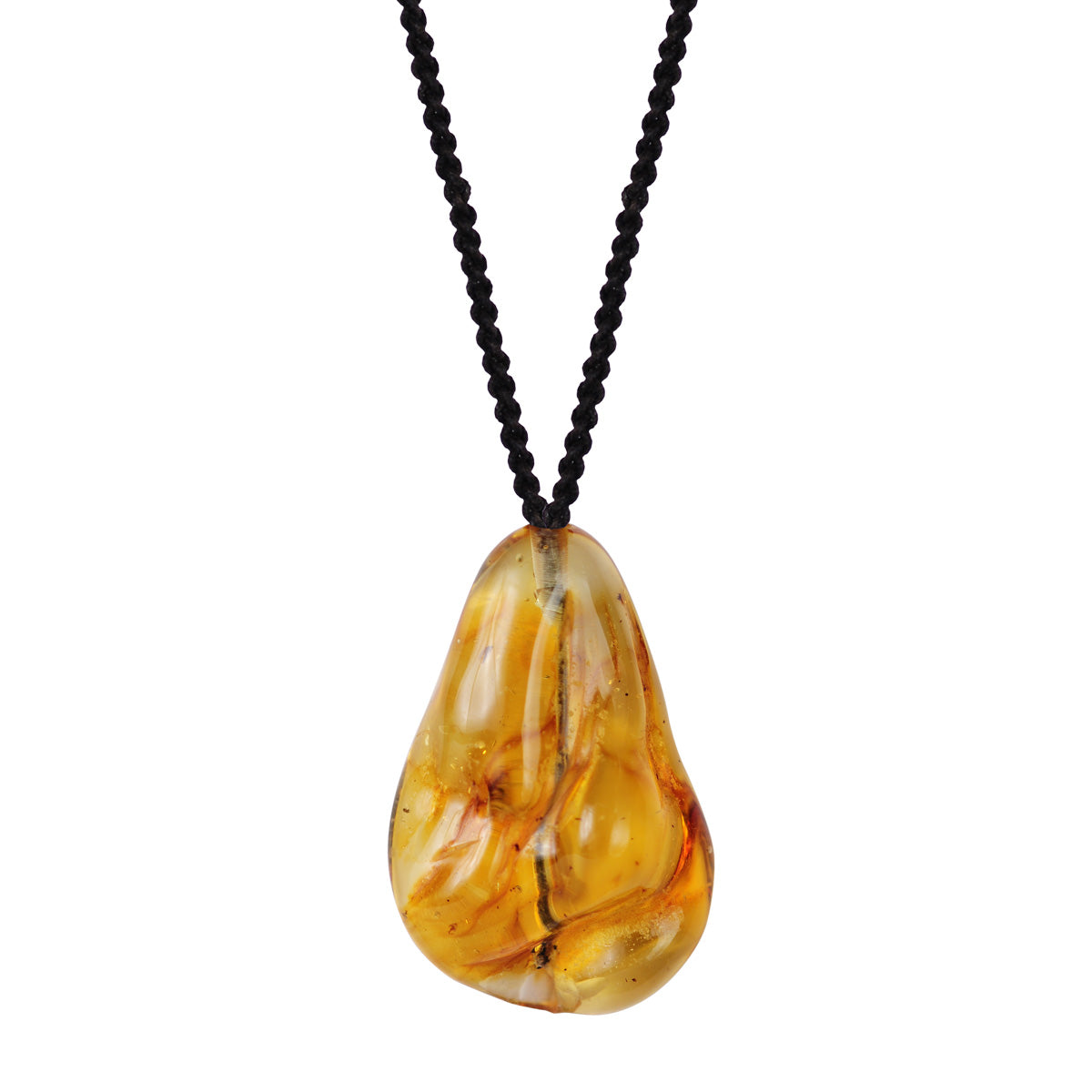 Sterling Silver Amber Pendant on Cord