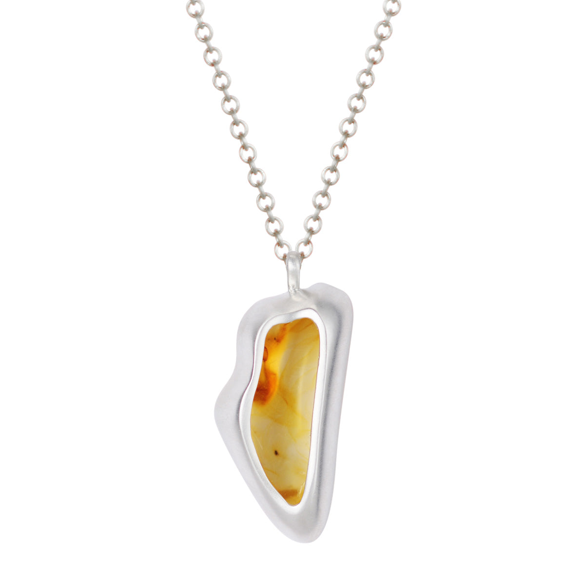 Sterling Silver Large Amber Pendant