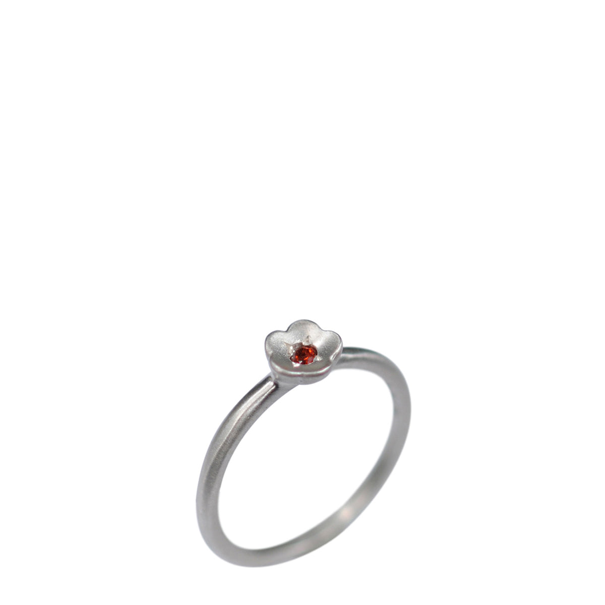 Sterling Silver Buttercup Ring with Garnet