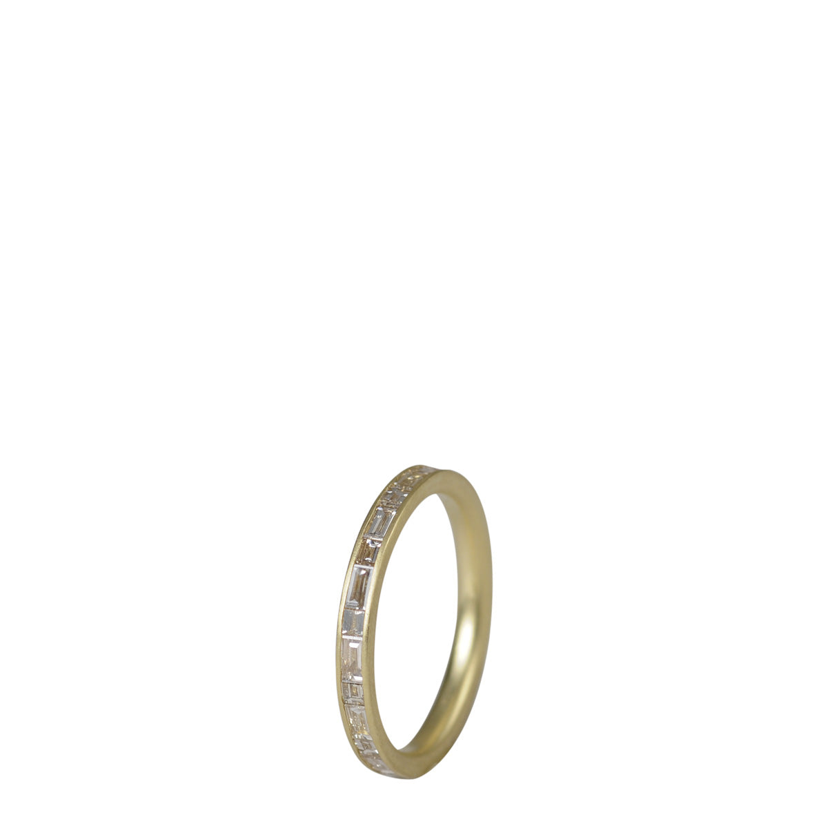 18K Gold Fine Baguette and Step Cut Champagne Diamond Band