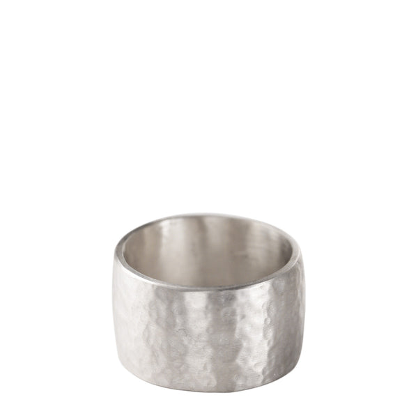 Men's Sterling Silver Wide Hammered Band - Me&Ro