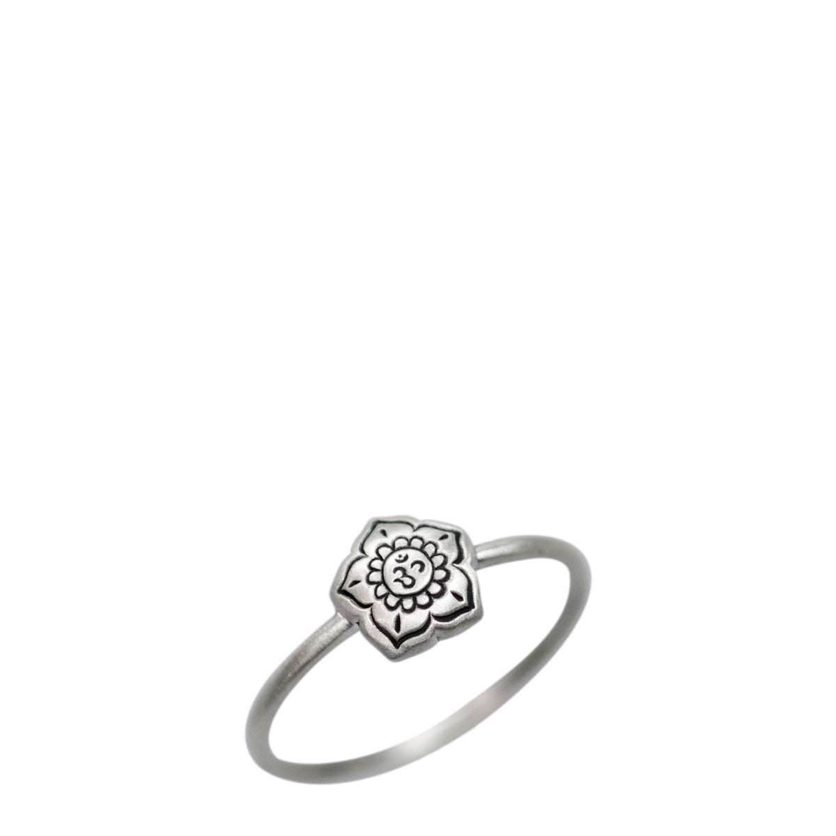 Sterling Silver Om Flower Petal Ring