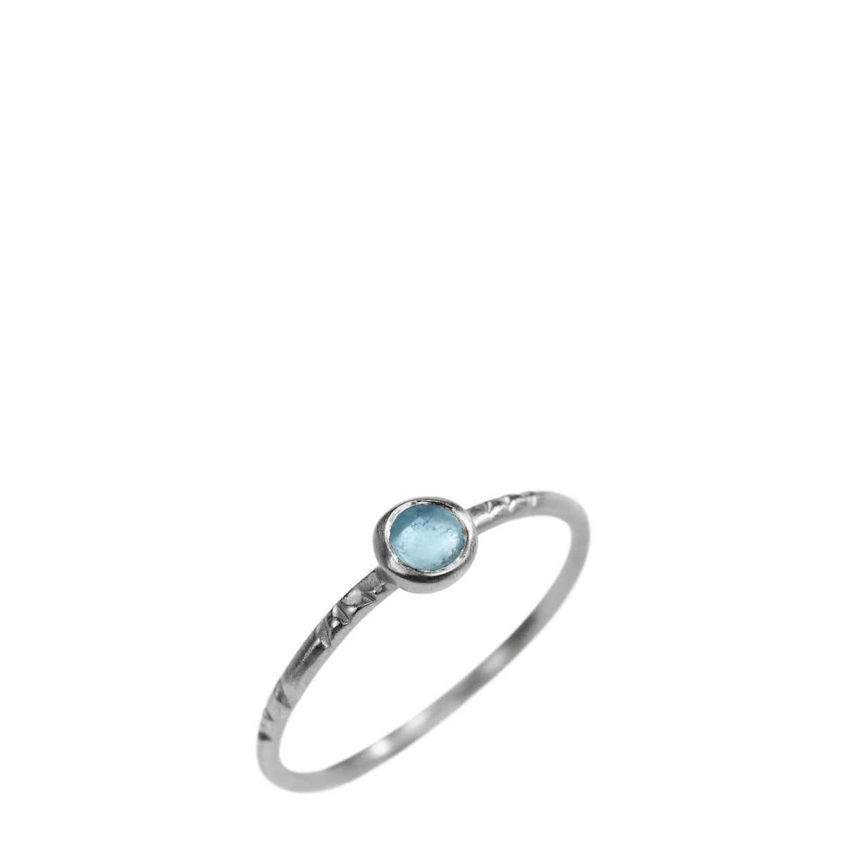 Sterling Silver Single Engraved Band with Blue Topaz