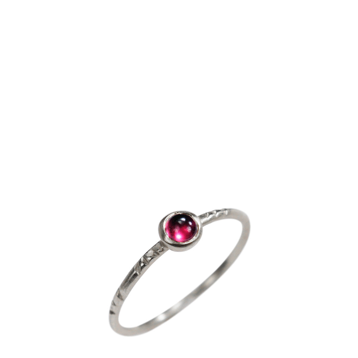 Sterling Silver Single Engraved Band with Garnet