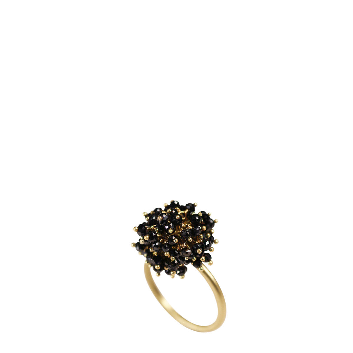 18K Gold All Black Diamond Bead Ring