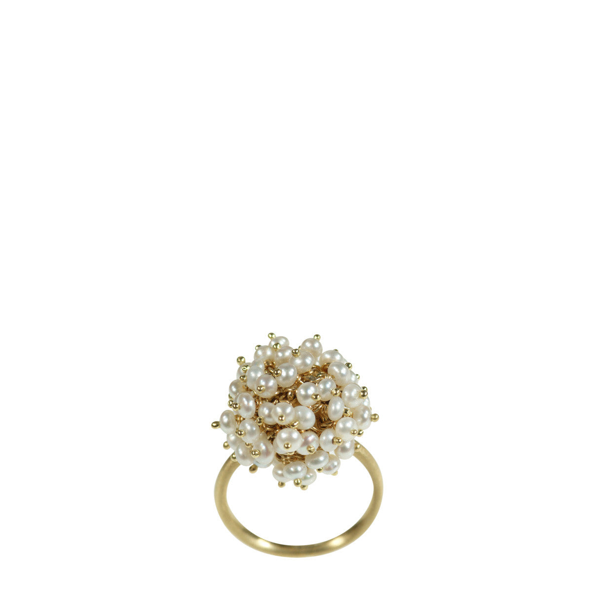 18K Gold All Pearl Bead Ball Ring