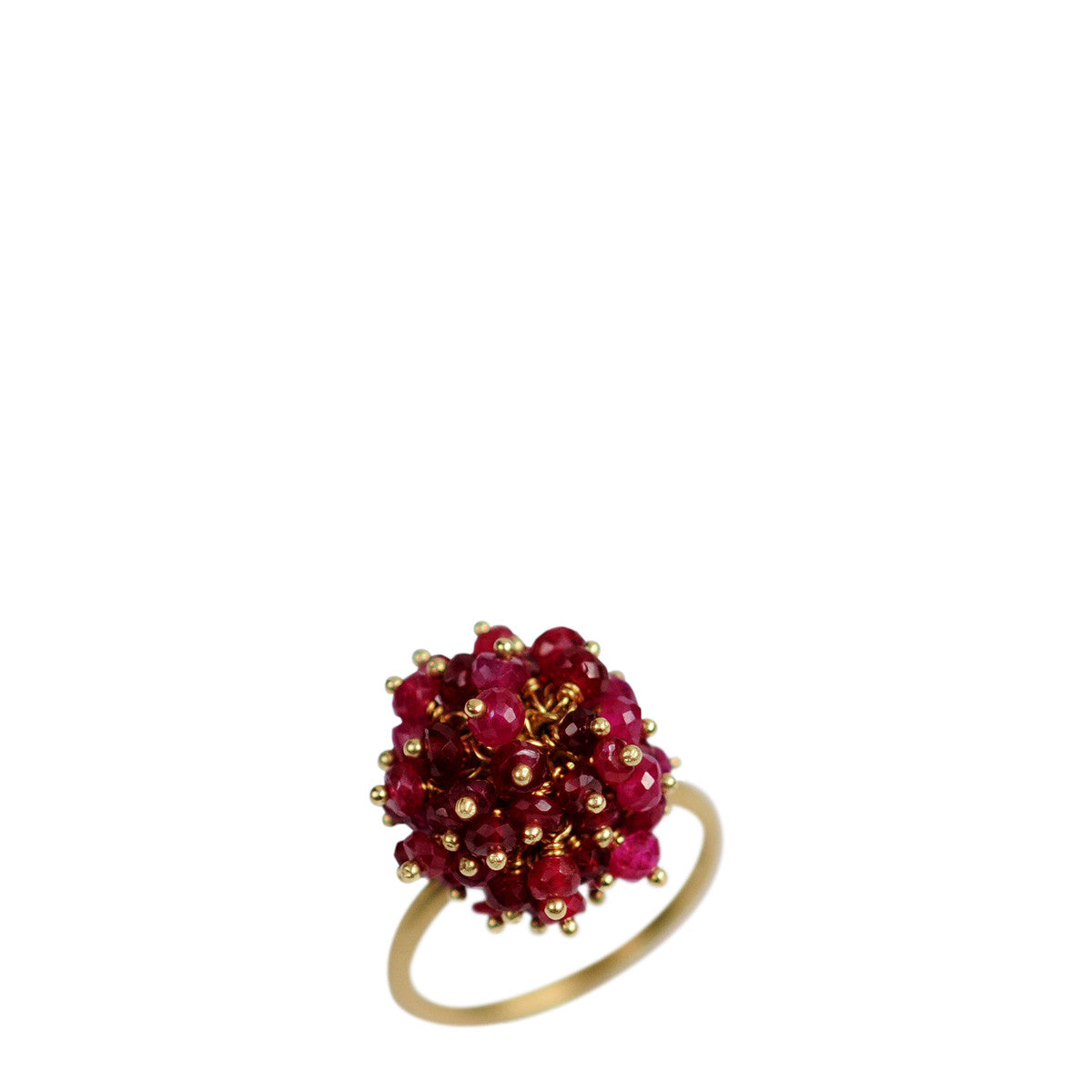 18K Gold All Ruby Bead Ring