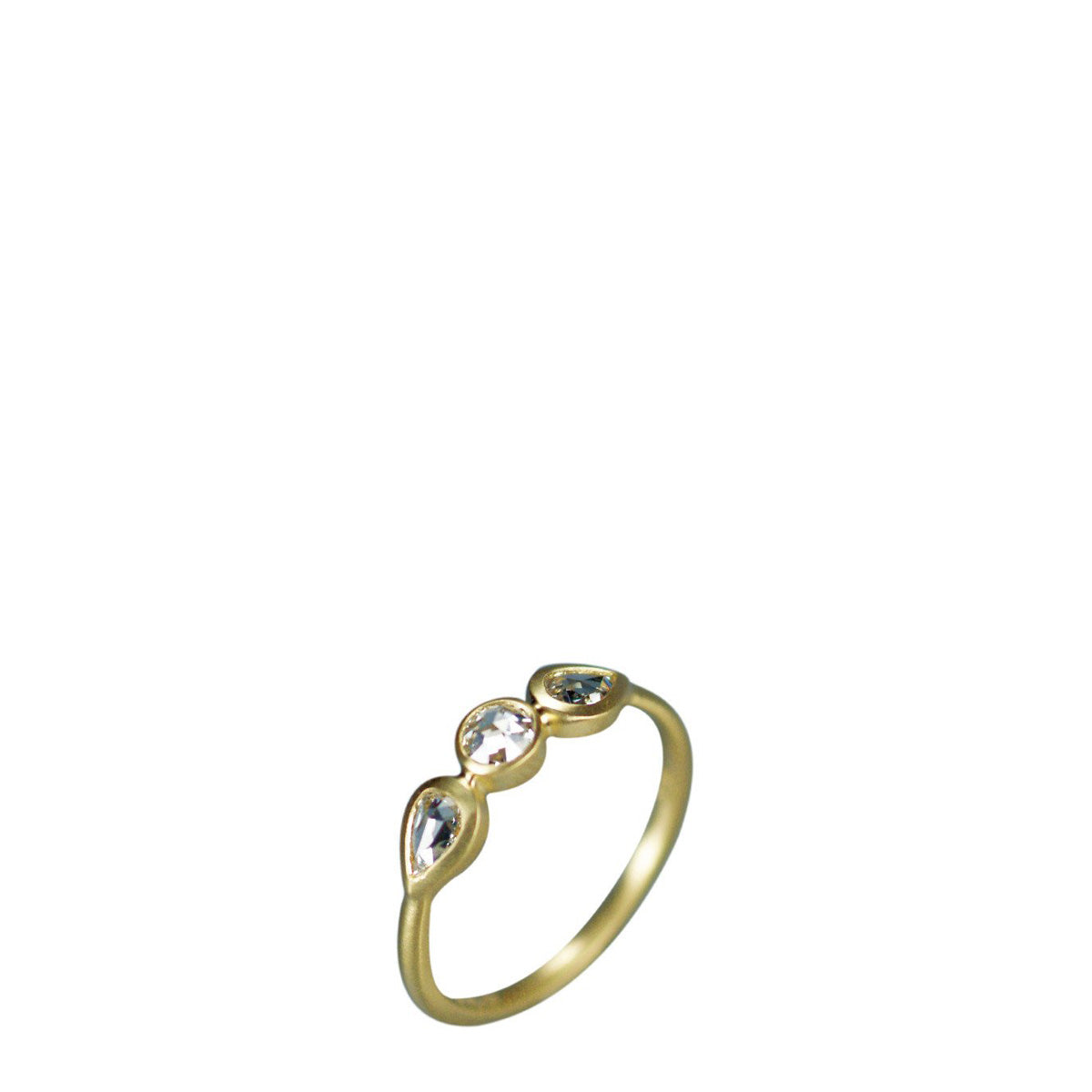 18K Gold Pear Shaped Rose Cut Diamond Ring