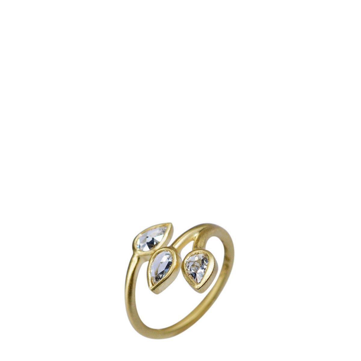 18K Gold Rose Cut Diamond Vine Ring