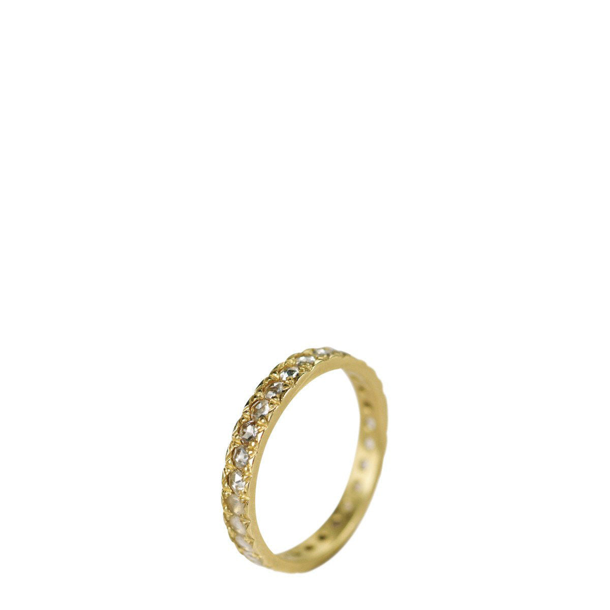 18K Gold 3mm Band with 2mm Rose Cut Diamonds