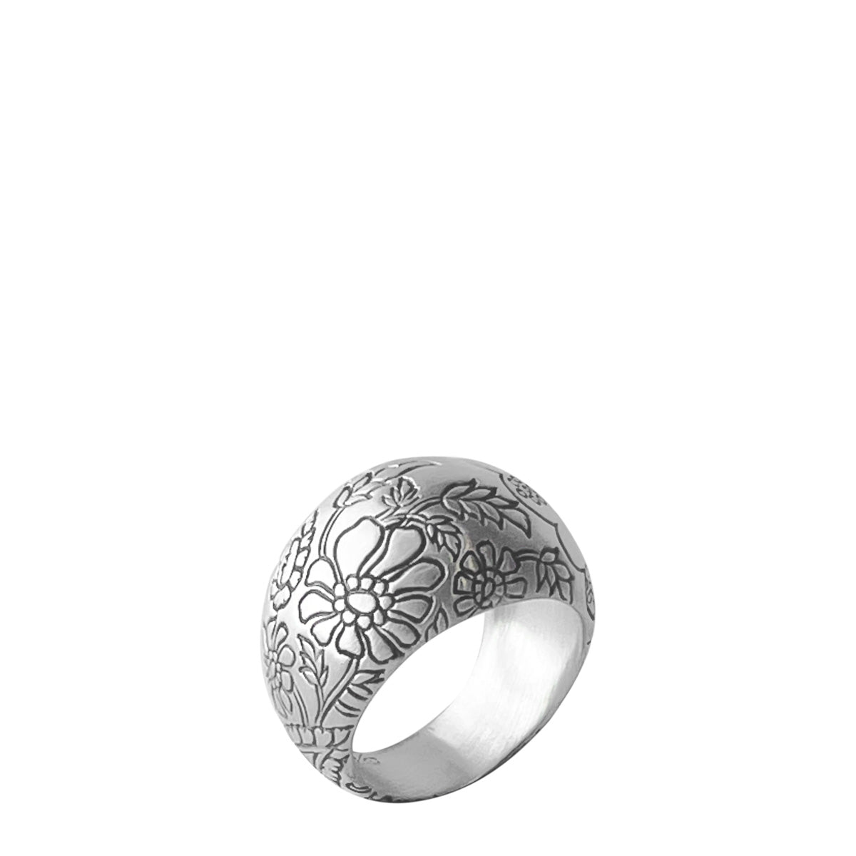 Sterling Silver Engraved Paisley Dome Ring