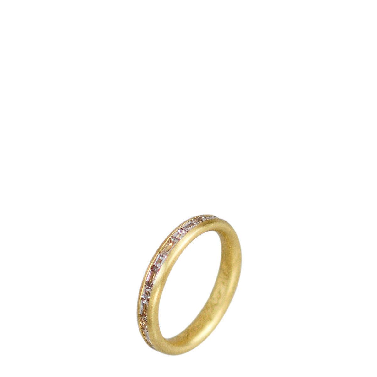18K Gold Fine Band with Champagne Baguette Diamonds