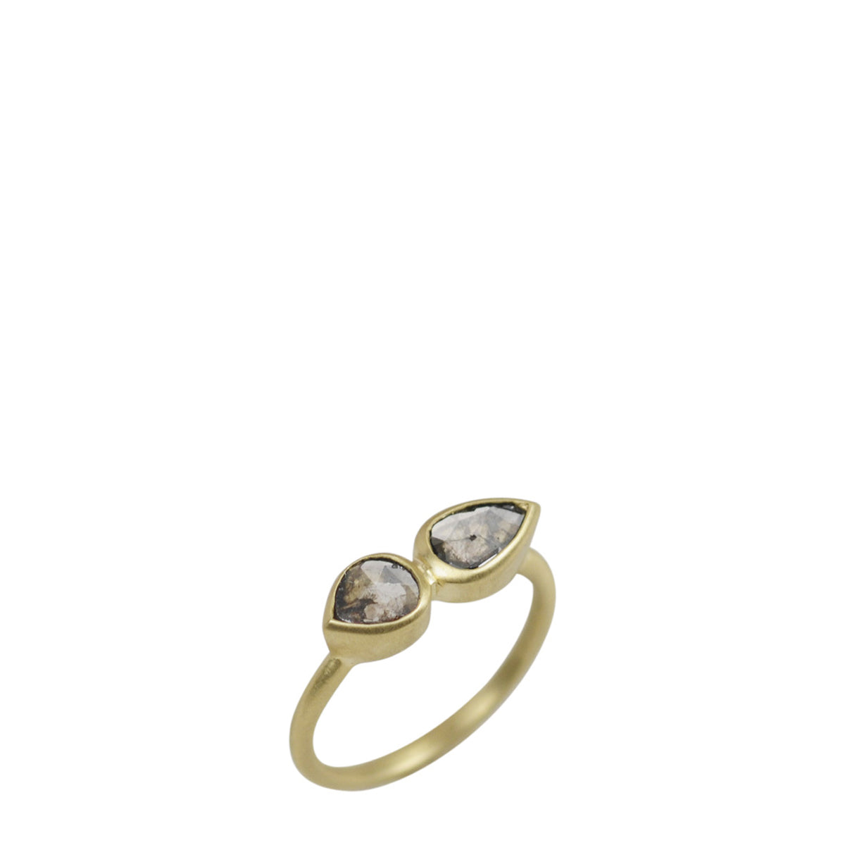 18K Gold Double Teardrop Rose Cut Diamond Ring