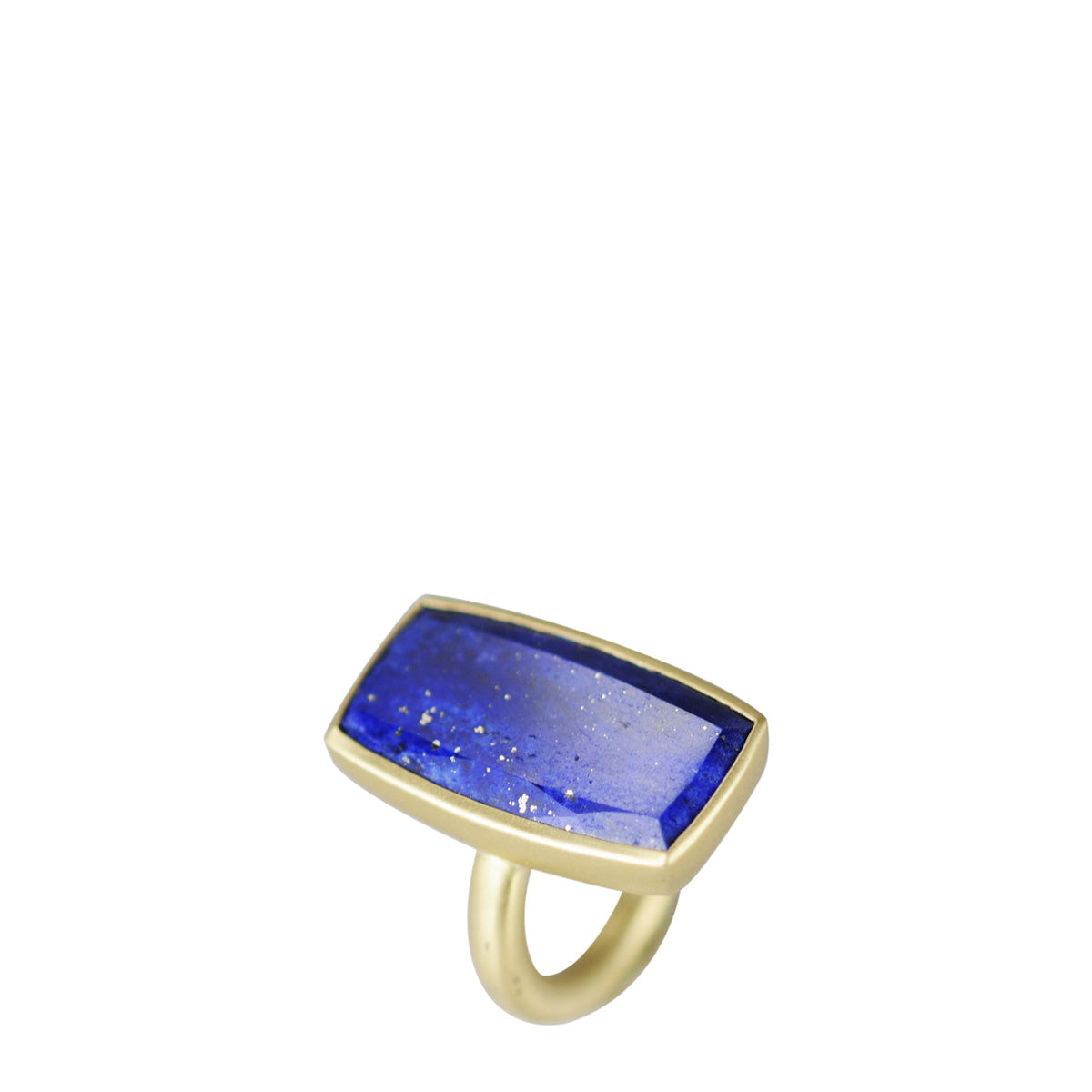 18K Gold Rectangular Lapis Ring
