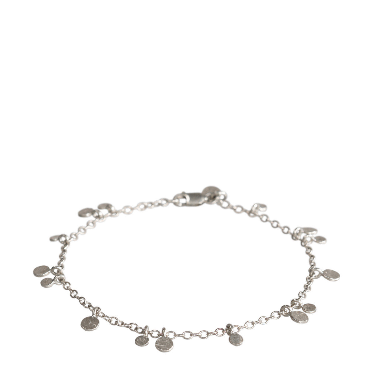 Sterling Silver Tiny Hammered Disc Bracelet